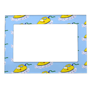 Funny cartoon iron laundry illustration magnetic frame