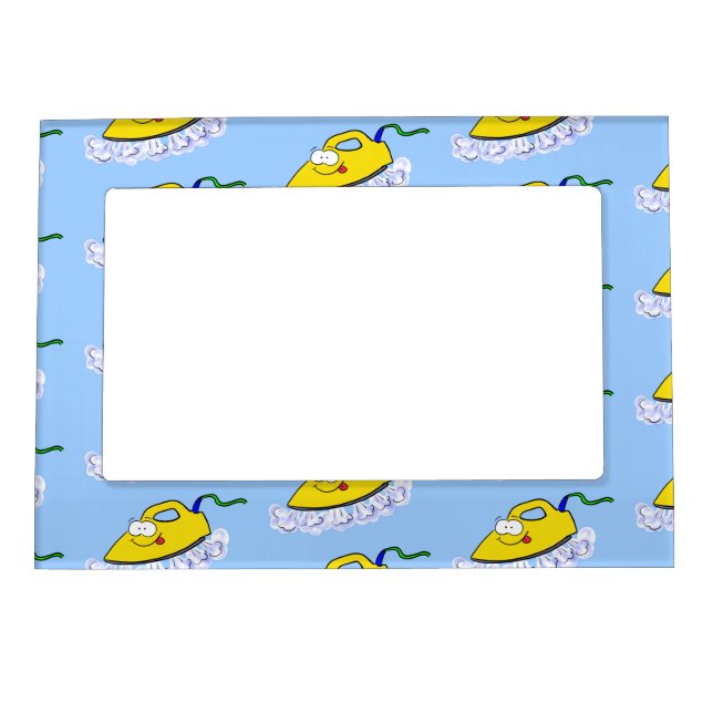 Funny cartoon iron laundry illustration magnetic frame (Front)