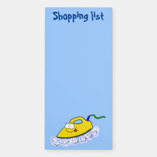Funny cartoon iron laundry illustration magnetic notepad