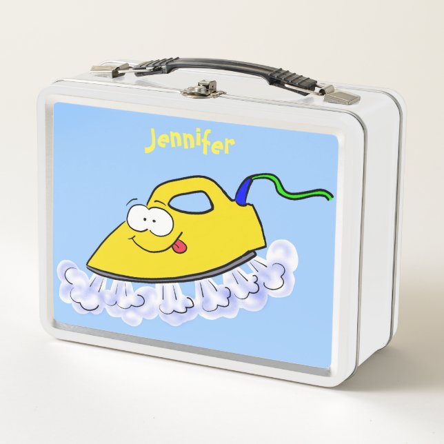 Funny cartoon iron laundry illustration metal lunch box (Front)