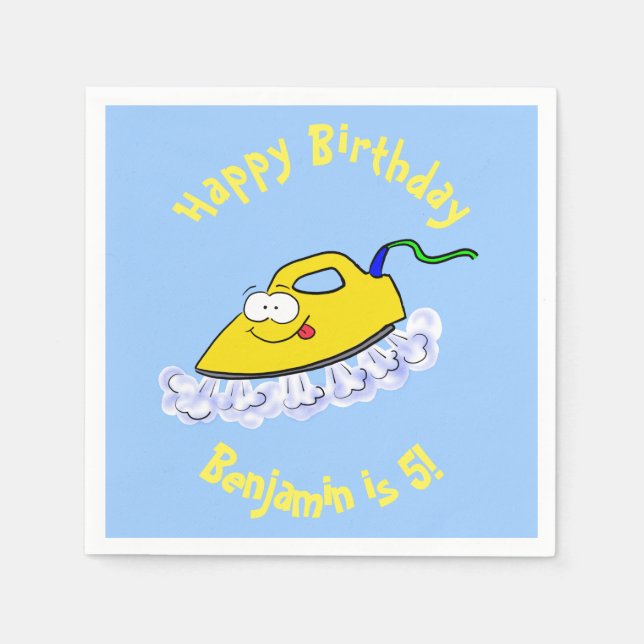 Funny cartoon iron laundry illustration napkins (Front)