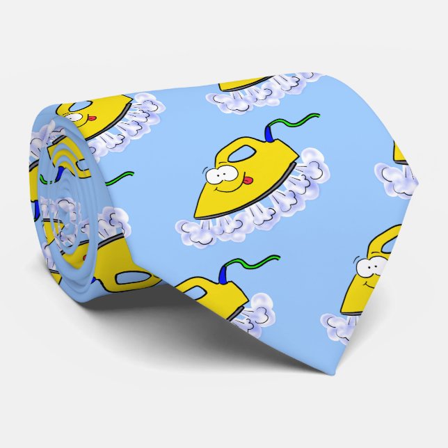 Funny cartoon iron laundry illustration neck tie (Rolled)