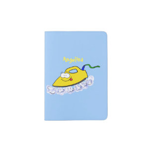 Funny cartoon iron laundry illustration passport holder