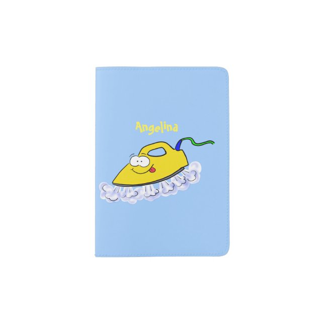 Funny cartoon iron laundry illustration passport holder (Front)