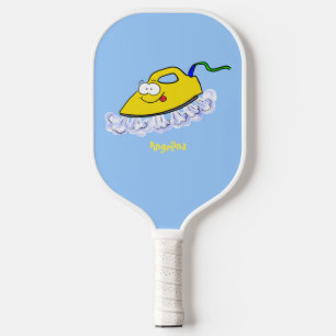 Funny cartoon iron laundry illustration pickleball paddle