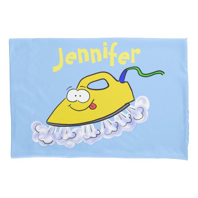Funny cartoon iron laundry illustration pillow case (Front)