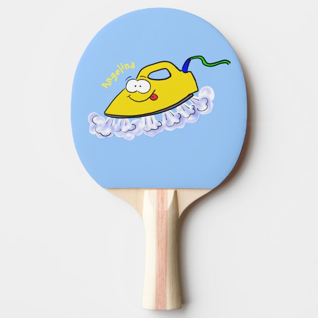Funny cartoon iron laundry illustration ping pong paddle (Front)