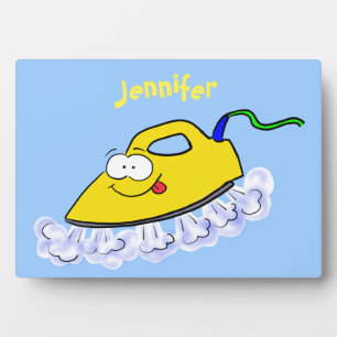 Funny cartoon iron laundry illustration plaque