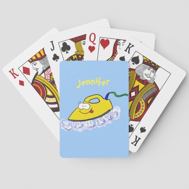 Funny cartoon iron laundry illustration poker cards (Back)