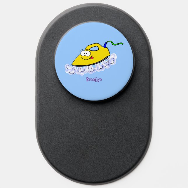 Funny cartoon iron laundry illustration PopSocket (Popsocket)