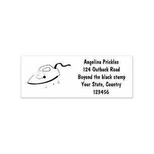 Funny cartoon iron laundry illustration rubber stamp