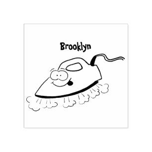 Funny cartoon iron laundry illustration rubber stamp