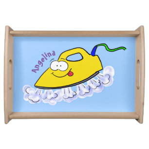 Funny cartoon iron laundry illustration serving tray