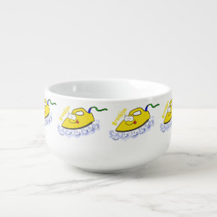 Funny cartoon iron laundry illustration soup mug
