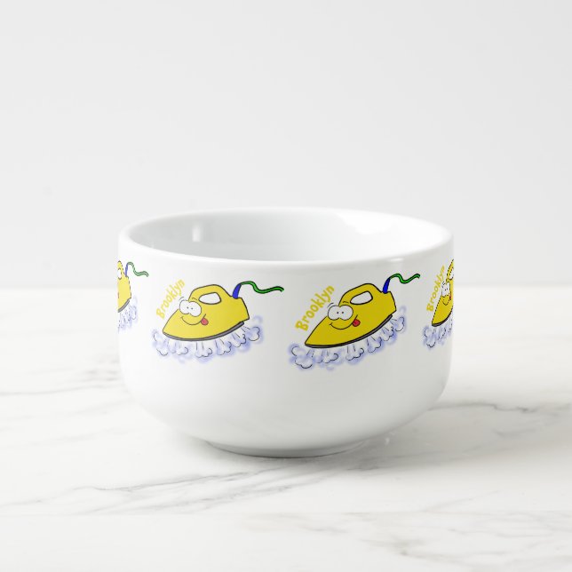 Funny cartoon iron laundry illustration soup mug (Front)