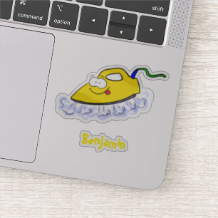 Funny cartoon iron laundry illustration sticker