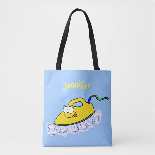 Funny cartoon iron laundry illustration tote bag (Front)