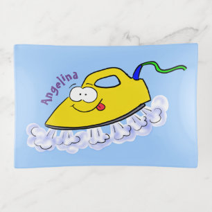 Funny cartoon iron laundry illustration trinket tray