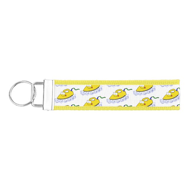 Funny cartoon iron laundry illustration  wrist keychain (Keys on Left)
