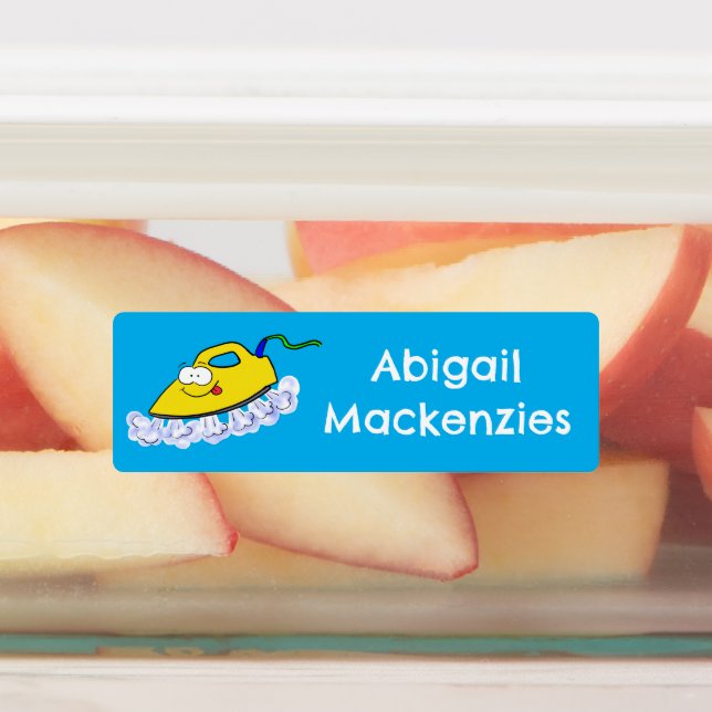 Funny cartoon iron laundry personalized labels (Affixed)