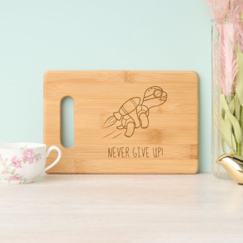 Funny Cartoon Jetpack Turtle Motivational  Cutting Board