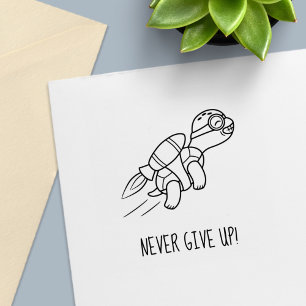 Funny Cartoon Jetpack Turtle Motivational Self-inking Stamp