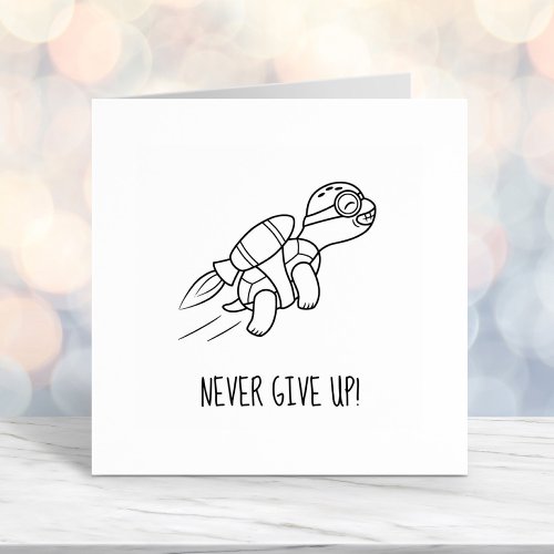 Funny Cartoon Jetpack Turtle Motivational  Self_inking Stamp
