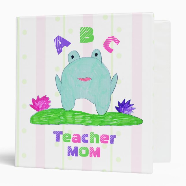 Funny Cartoon Kid Drawing 3 Ring Binder (Front/Inside)