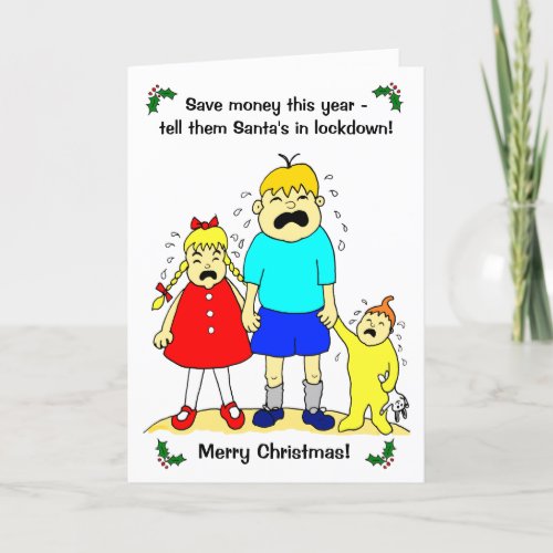 Funny Cartoon Kids Lockdown Christmas Holiday Card