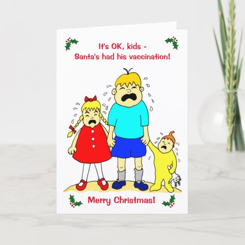 Funny Cartoon Kids Vaccine Christmas Holiday Card