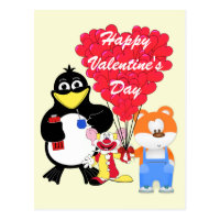Funny cartoon kids Valentines Postcard