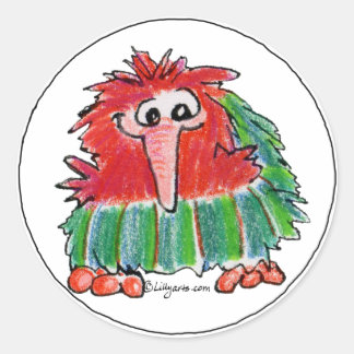 Funny Cartoon Kiwi Bird 3 Round Sticker