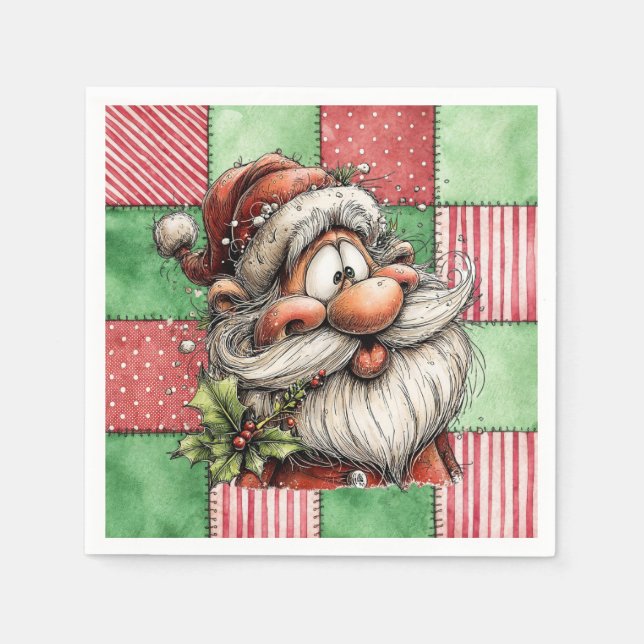 Funny Cartoon Laughing Santa Napkins (Front)