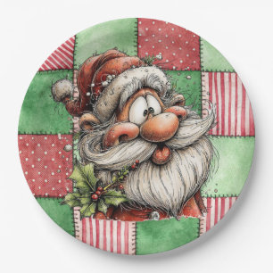 Funny Cartoon Laughing Santa  Paper Plates