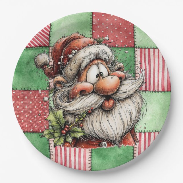 Funny Cartoon Laughing Santa  Paper Plates (Front)