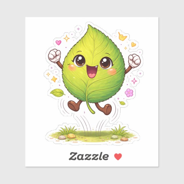 Funny cartoon leaf Custom-Cut Vinyl Sticker (Sheet)