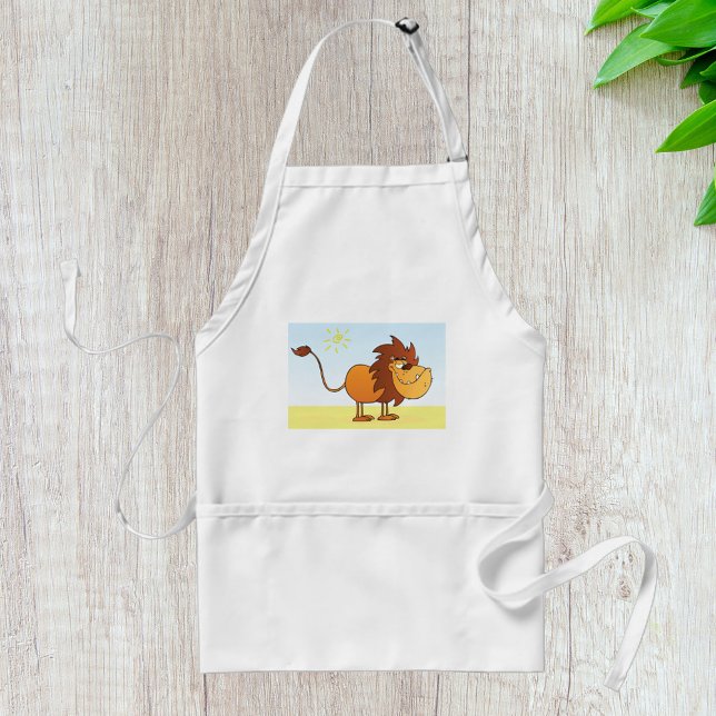 Funny Cartoon Lion in the Sun Safari Animal Adult Apron (Creator Uploaded)