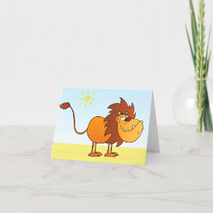 Funny Cartoon Lion in the Sun Safari Animal Letterpress Thank You Card