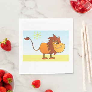 Funny Cartoon Lion in the Sun Safari Animal Napkins