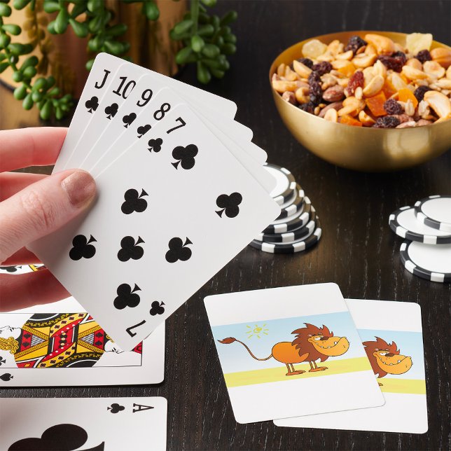 Funny Cartoon Lion in the Sun Safari Animal Poker Cards (Creator Uploaded)