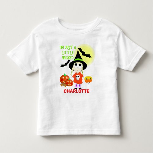 Funny Cartoon Little Wicked Witch  Halloween Toddler T_shirt