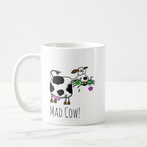 Funny Cartoon Mad Cow Mug_ personalize it Coffee  Coffee Mug