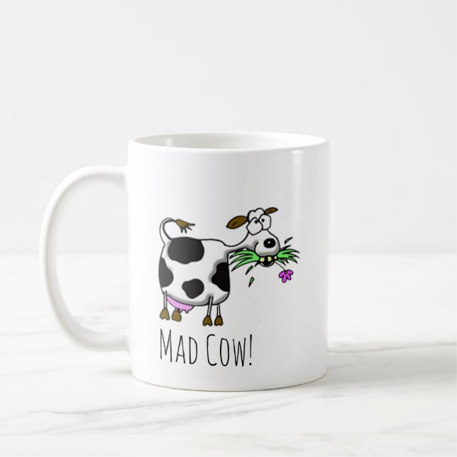 Funny Cartoon Mad Cow Mug- personalize it! Coffee  Coffee Mug (Left)