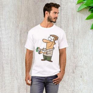 Funny Cartoon Man Cutting Dollar Bill T-Shirt