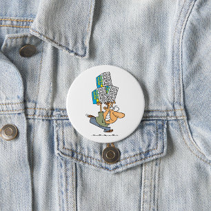 Funny Cartoon Man Panic Buying Toilet Paper Button