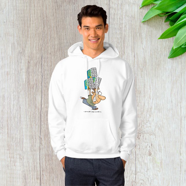 Funny Cartoon Man Panic Buying Toilet Paper Hoodie (Creator Uploaded)