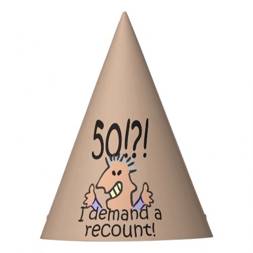 Funny Cartoon Man Recount 50th Birthday Party Hat