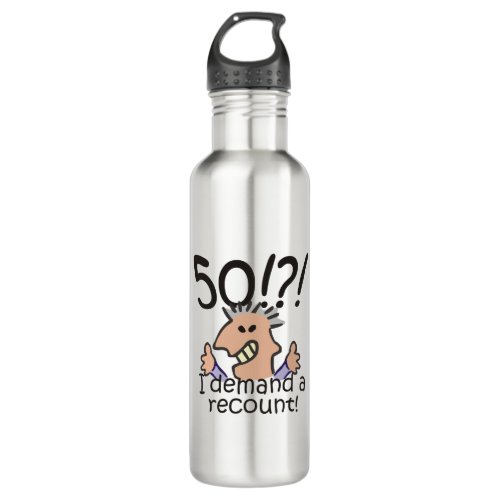 Funny Cartoon Man Recount 50th Birthday Stainless Steel Water Bottle