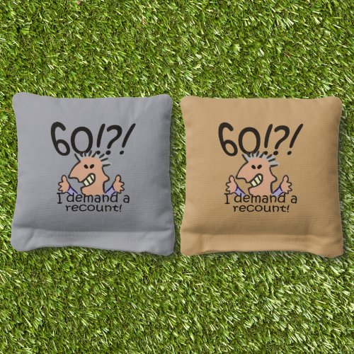 Funny Cartoon Man Recount 60th Birthday Cornhole Bags