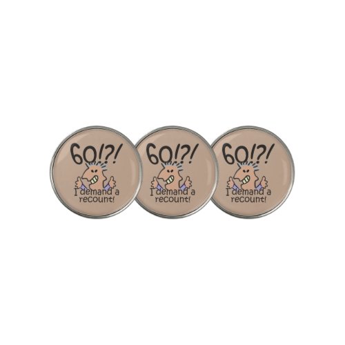 Funny Cartoon Man Recount 60th Birthday Golf Ball Marker